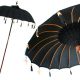 Udlejning / leje af sort Bali parasol. Oplagt til din 1001 nat temafest. Lejepris pr. dag kr. 475,-